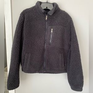 Love tree black teddy zip up jacket large